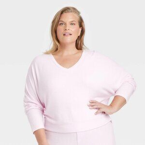 Women's Cozy Ribbed Pullover - Auden™ Pink 2X